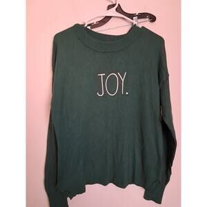 Rae Dunn Green Mens Holiday Sweater With Joy Stitched On The Front Size Medium